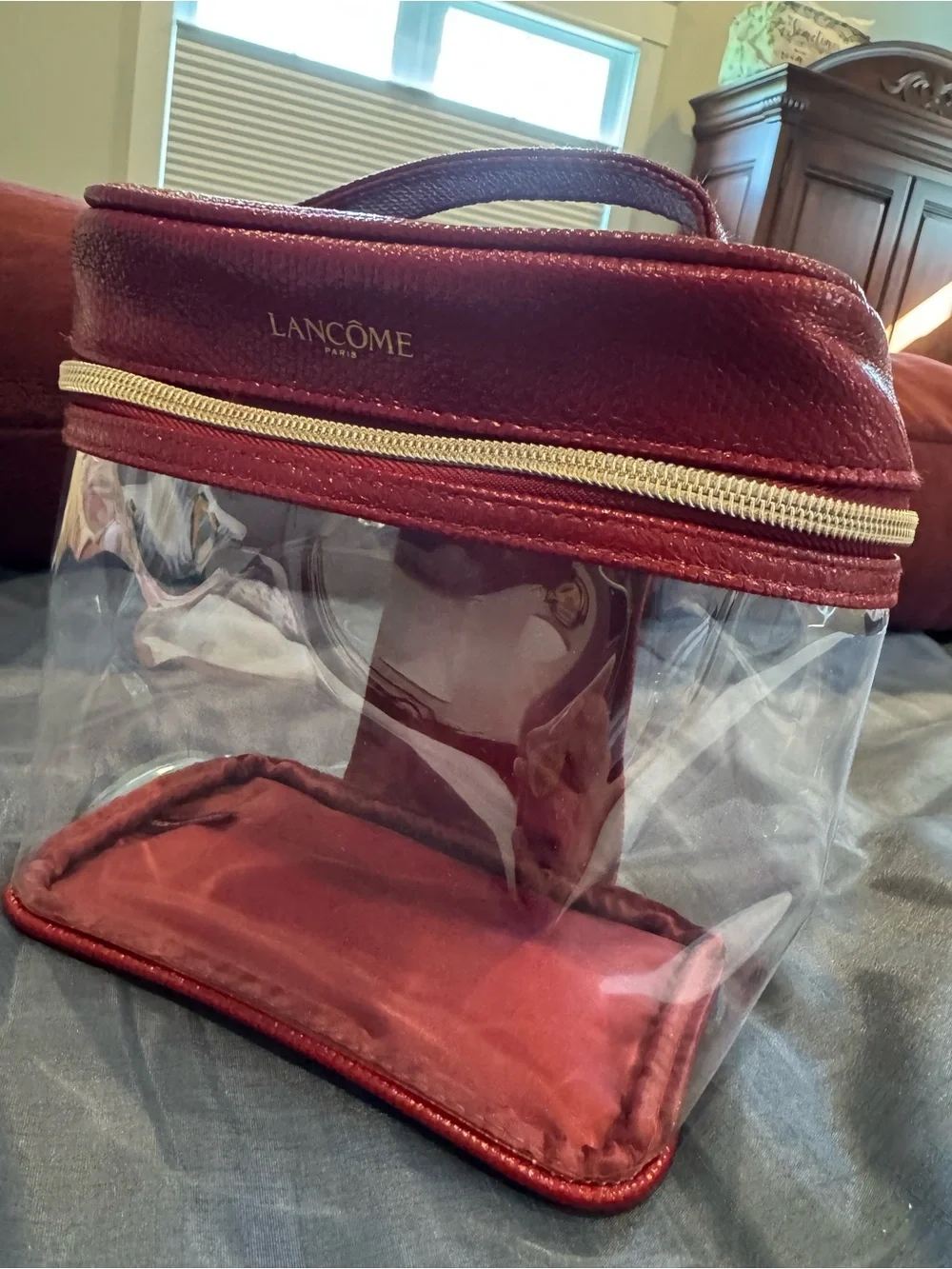Ruby Red and Clear Lancome Cosmetic Bag - new w/o tags